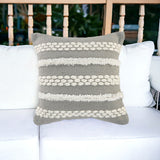 20" x 20" Gray Zippered Geometric Indoor Outdoor Throw Pillow