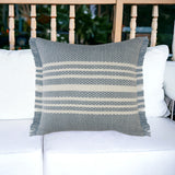 24" X 24" Blue Zippered Coastal Indoor Outdoor Throw Pillow