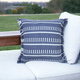 20" X 20" Blue Zippered Geometric Indoor Outdoor Throw Pillow