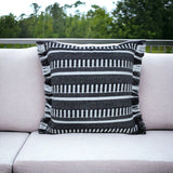 20" X 20" Black Zippered Geometric Indoor Outdoor Throw Pillow