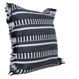 20" X 20" Black Zippered Geometric Indoor Outdoor Throw Pillow