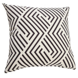 20" X 20" Black Zippered Geometric Indoor Outdoor Throw Pillow