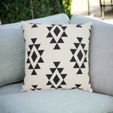 20" X 20" Black Zippered Southwestern Indoor Outdoor Throw Pillow