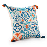 20" X 20" Blue Zippered Geometric Indoor Outdoor Throw Pillow