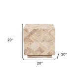 16" Brown Solid Wood Drum End Table