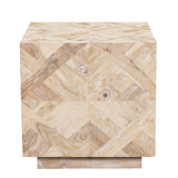 20" Tan Solid Wood Square End Table