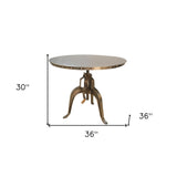 36" Antiqued Bronze Nickel Finish Adjustable Crank Round Top Dining Table