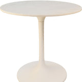 30" White Rounded Marble and Iron Pedestal Base Dining Table