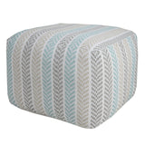 18" Blue 100% Cotton Ottoman