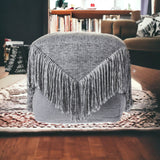 18" Gray Wool Ottoman