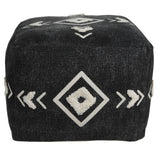 18" Black 100% Cotton Ottoman