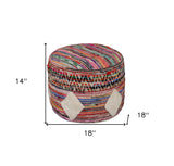 18" Multicolored Cotton Blend Ottoman