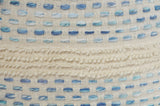 18" Blue Cotton Blend Ottoman