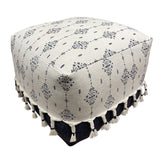 18" Blue 100% Cotton Ottoman