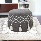 18" Black 100% Cotton Ottoman