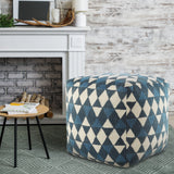 18" Beige Wool Ottoman