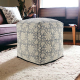 20" Blue 100% Cotton Ottoman