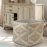 20" Beige 100% Cotton Ottoman