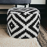 18" Black Cotton Blend Ottoman