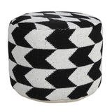 18" Black Cotton Blend Ottoman