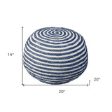 18" Blue 100% Cotton Ottoman