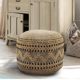 20" Multicolored Jute Ottoman