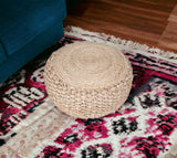 20" Tan Jute Ottoman