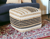 18" Tan Jute Ottoman