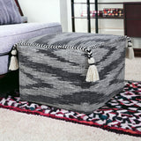 18" Black 100% Cotton Ottoman