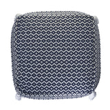 18" Blue 100% Cotton Ottoman