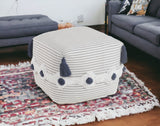 18" Gray 100% Cotton Ottoman