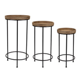 21" Black Metal and Glass End Table With Shelf
