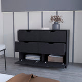18" Black Manufactured Wood Five Drawer Narrow Dresser