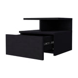 12" Black One Drawer Nightstand With Integrated Tech