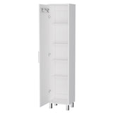 16" Silver And White Accent Cabinet With Five Shelves