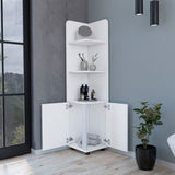 16" Silver And White Accent Cabinet With Five Shelves