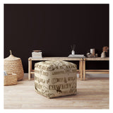 17" Brown Cotton Cowboy Pouf Cover