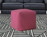 17" Pink Cotton Chevron Pouf Cover