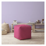 17" Pink Cotton Chevron Pouf Cover