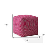 17" Pink Cotton Chevron Pouf Cover