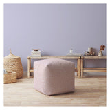 17" Pink Cotton Abstract Pouf Cover