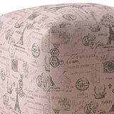 17" Pink Twill Paris Pouf Cover