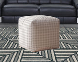 17" Gray Cotton Gingham Pouf Cover