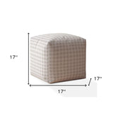 17" Gray Cotton Gingham Pouf Cover