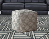 17" Gray Canvas Abstract Pouf Cover