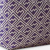 17" Purple And White Cotton Abstract Pouf Cover