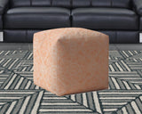 17" Orange Cotton Floral Pouf Cover