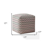 17" Gray Twill Chevron Pouf Cover