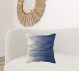 20" X 20" Blue 100% Wool Abstract Zippered Pillow