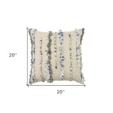 20" X 20" Blue 100% Wool Abstract Zippered Pillow